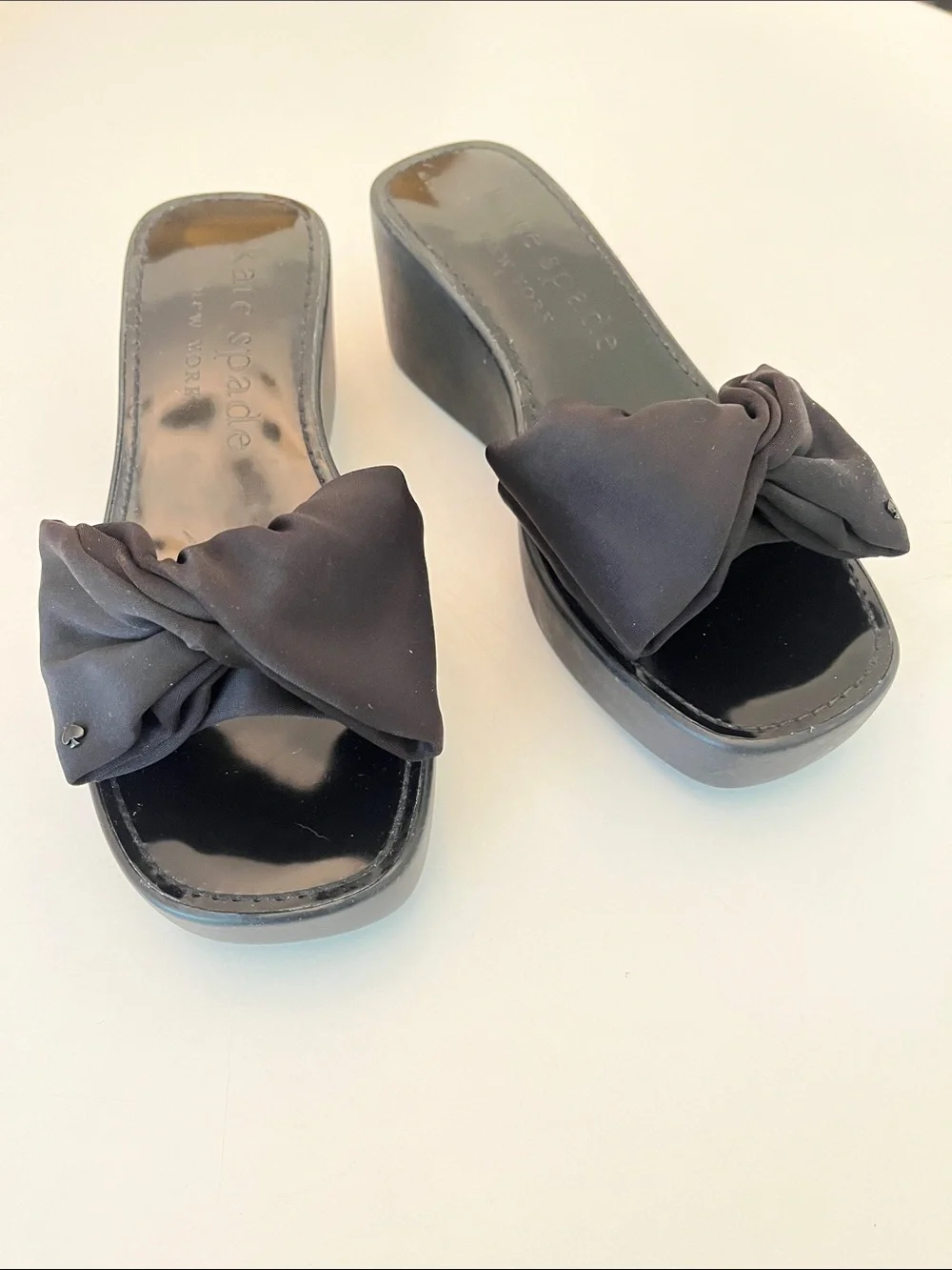 Kate Spade Bikini Bow Platform Sandals, black, size 8